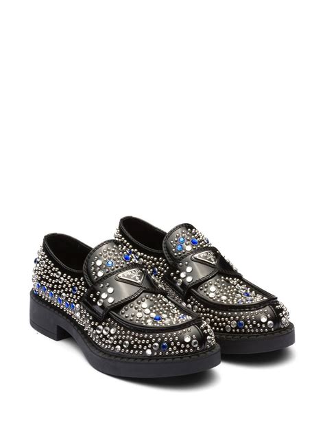 prada bedazzled loafers|Prada lace ups.